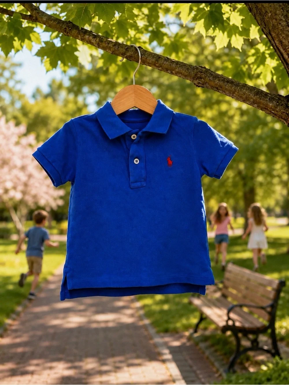 Ralph Lauren Kids Polo Shirt in Bright Blue with Red Logo size 24 months